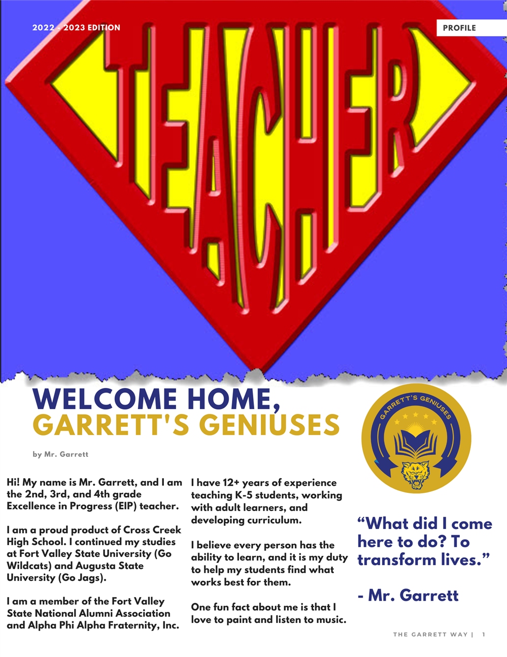 Garrett's Teacher Profile